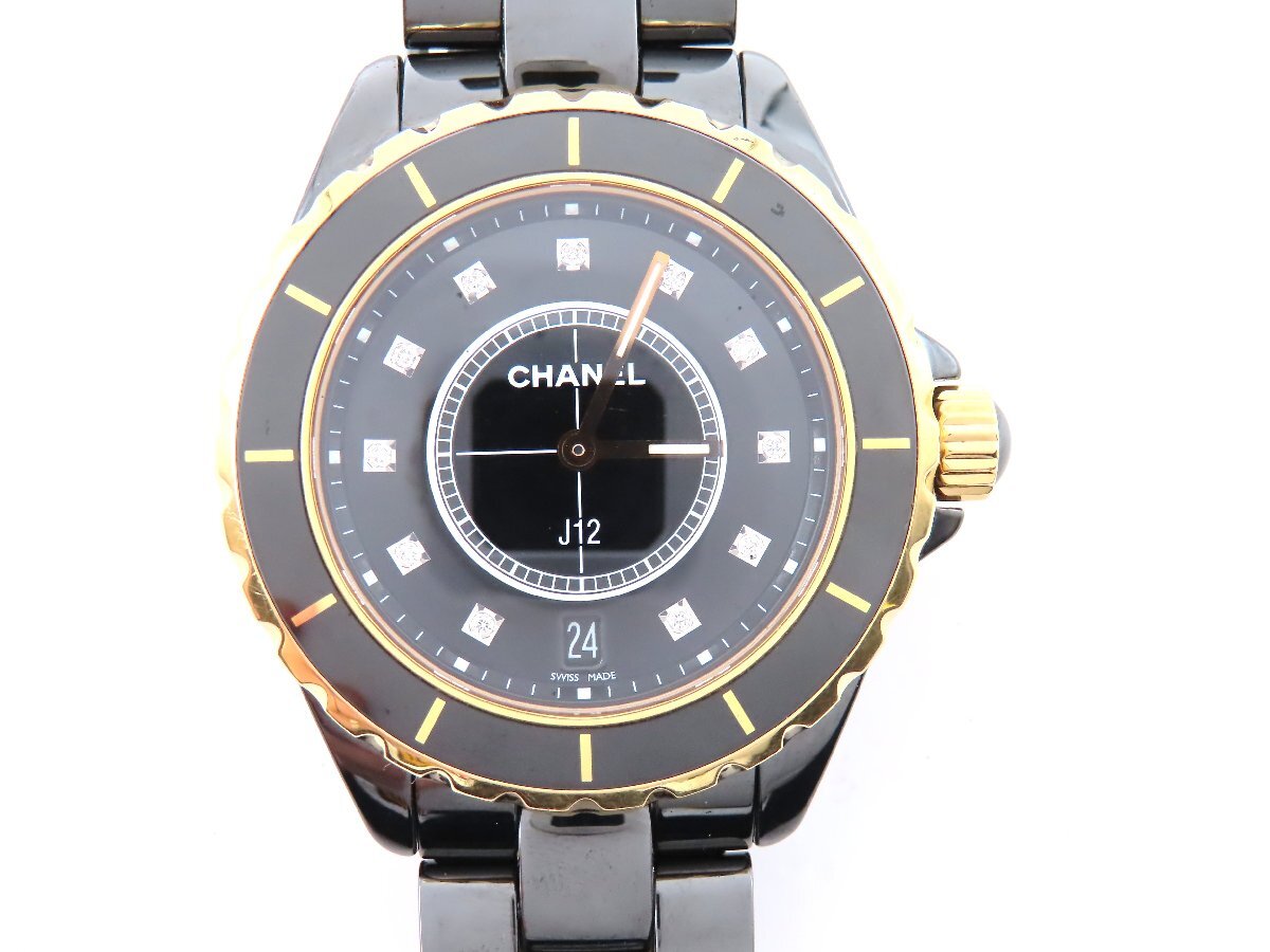 シャネル J12 SS/YG ブラック文字盤 メンズ腕時計 38mm