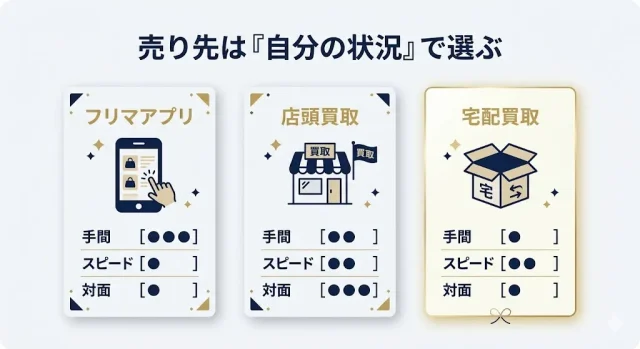 どこに売る?フリマ・店頭・宅配を"自分の状況"で選ぶ
