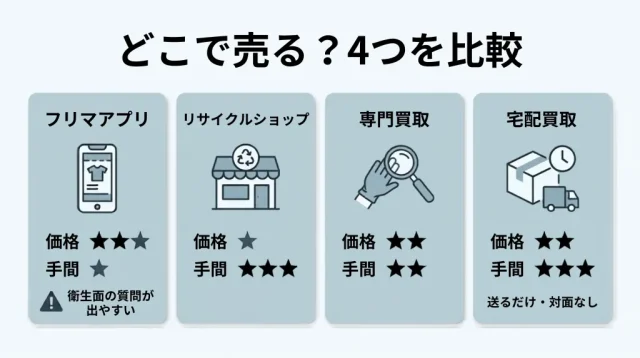 どこで売る？フリマ・リサイクル・専門・宅配買取を比較