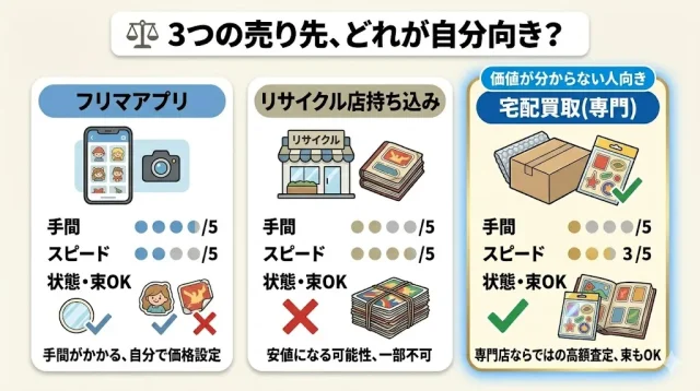 どこで売る?フリマ・持ち込み・宅配買取の比較