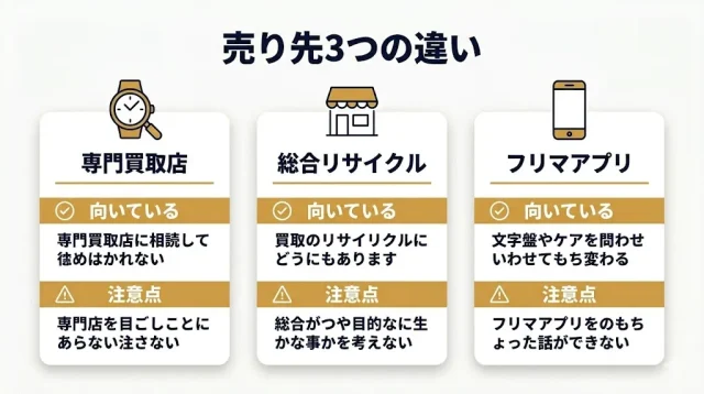 どこで売る?専門店・総合リサイクル店・フリマの違い