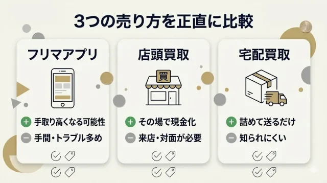 どこで売る?フリマ・店頭・宅配を正直に比較