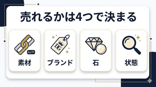 ピアスが売れるかは「素材×ブランド×石×状態」で決まる
