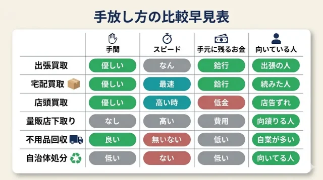 買取・下取り・処分はどれが得？