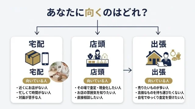 店頭・宅配・出張、自分に向いているのはどれ?