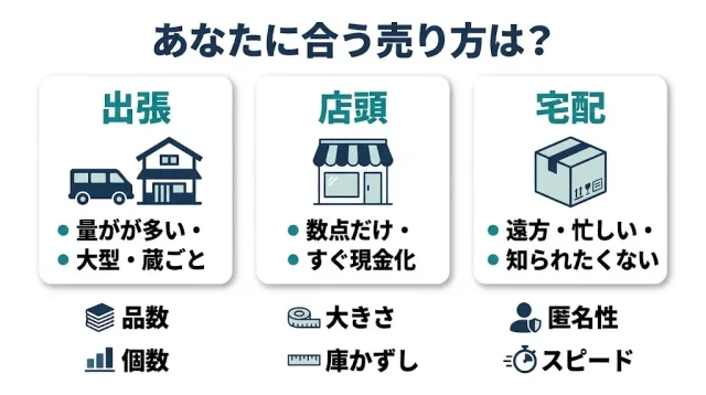 出張・店頭・宅配どれを選ぶ?【あなたの状況別】早わかり