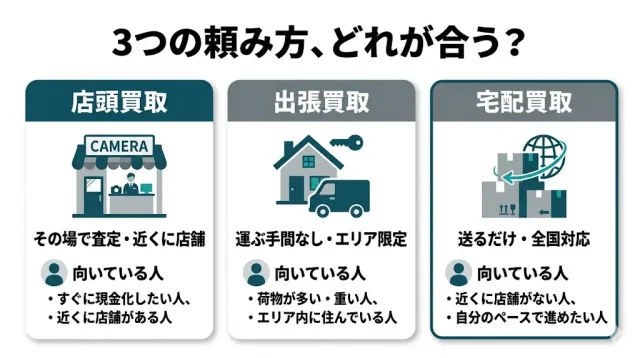 店頭・出張・宅配はどれを選ぶ？自分に合う買取方法の選び方