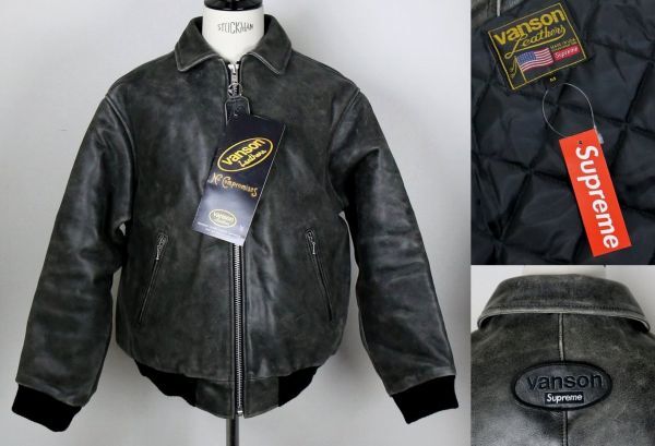 Supreme Vanson Worn Leather Jacket ブラック M