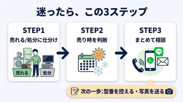仕分け→売り時→段取りの3ステップ