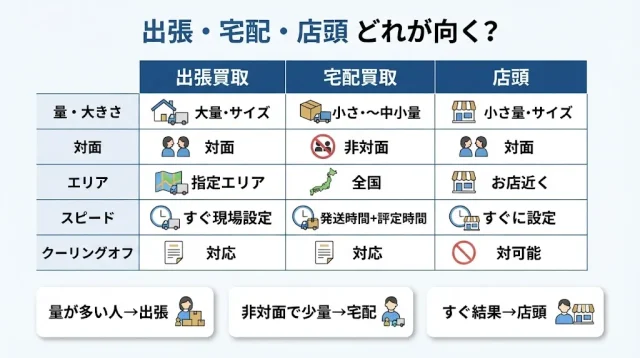 出張・宅配・店頭、自分はどれ?向いている人・向いていない人