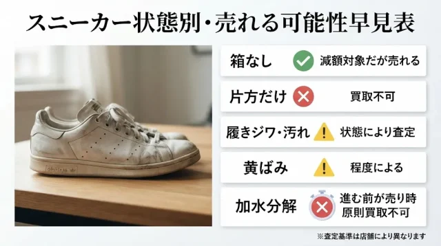 箱なし・片方だけ・加水分解…“この状態でも売れる？”
