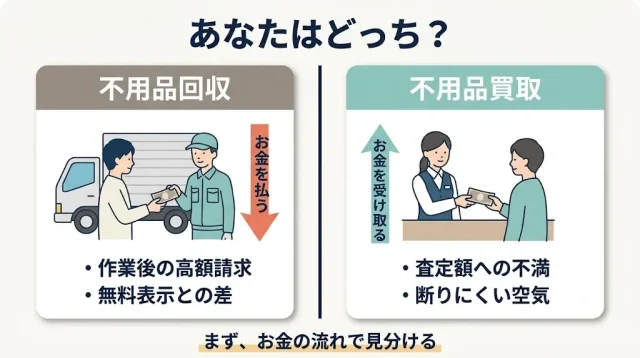 まず整理：あなたのは「回収のキャンセル」？「買取のキャンセル」？
