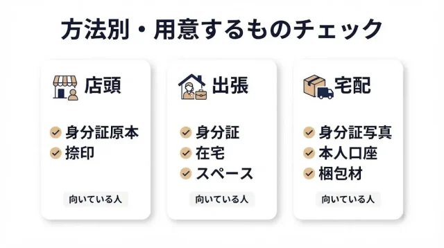 買取方法別「自分が用意するもの」チェックリスト