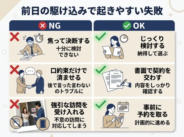 前日に慌てて呼ぶと起きやすい失敗と防ぎ方