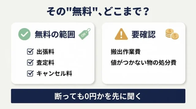 出張買取の費用|「無料」がどこまでを指すのかを先に確認する