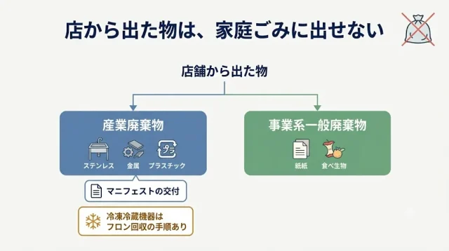 まず押さえる:店から出た物は自治体のごみとして出せない