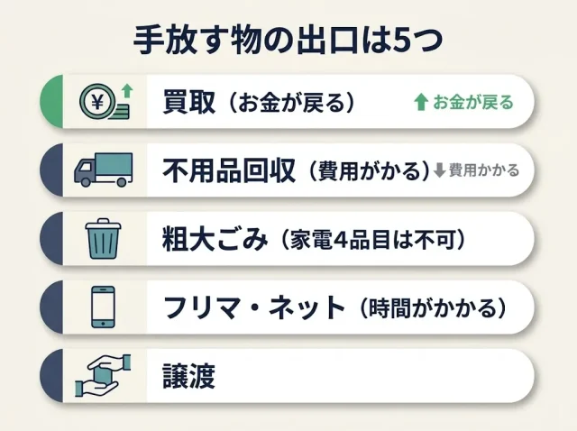 手放す物の"出口"は5つ