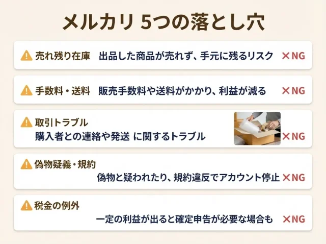 メルカリで後悔しがちな5つの落とし穴