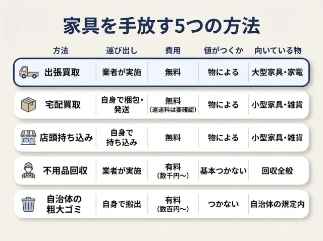 家具を手放す5つの方法