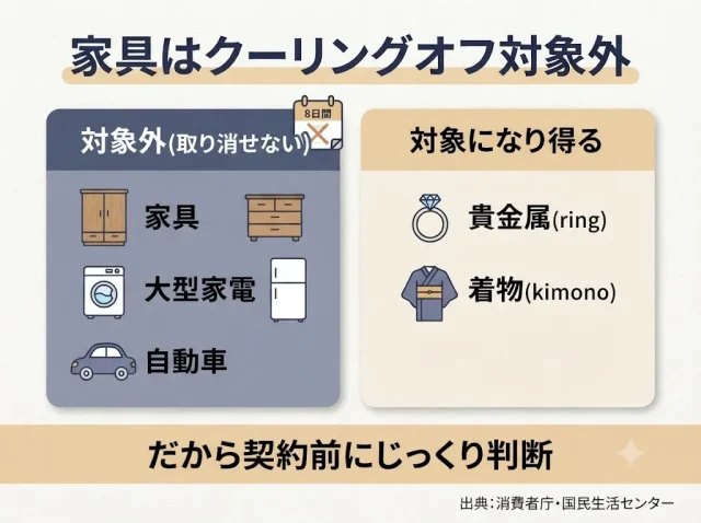 家具はクーリングオフ対象外