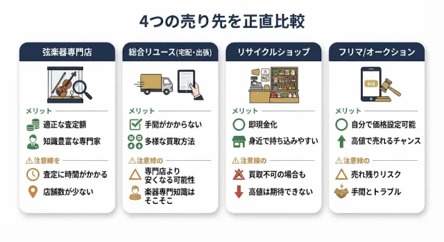 売り先4タイプを正直に比較