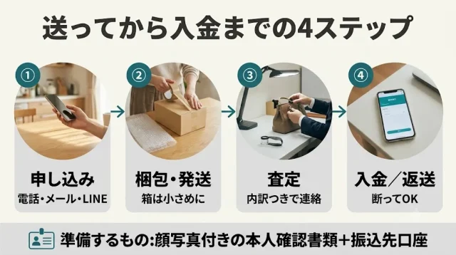 1点だけの買取はこう進む|申し込み〜入金の流れと準備物
