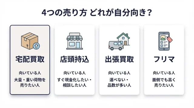  売り方の選び方：宅配・店頭・出張・フリマを自分の状況で選ぶ
