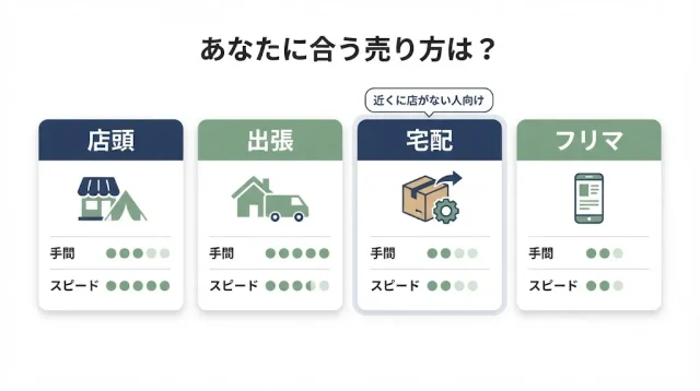 売る方法の選び方:店頭・出張・宅配とフリマの違い