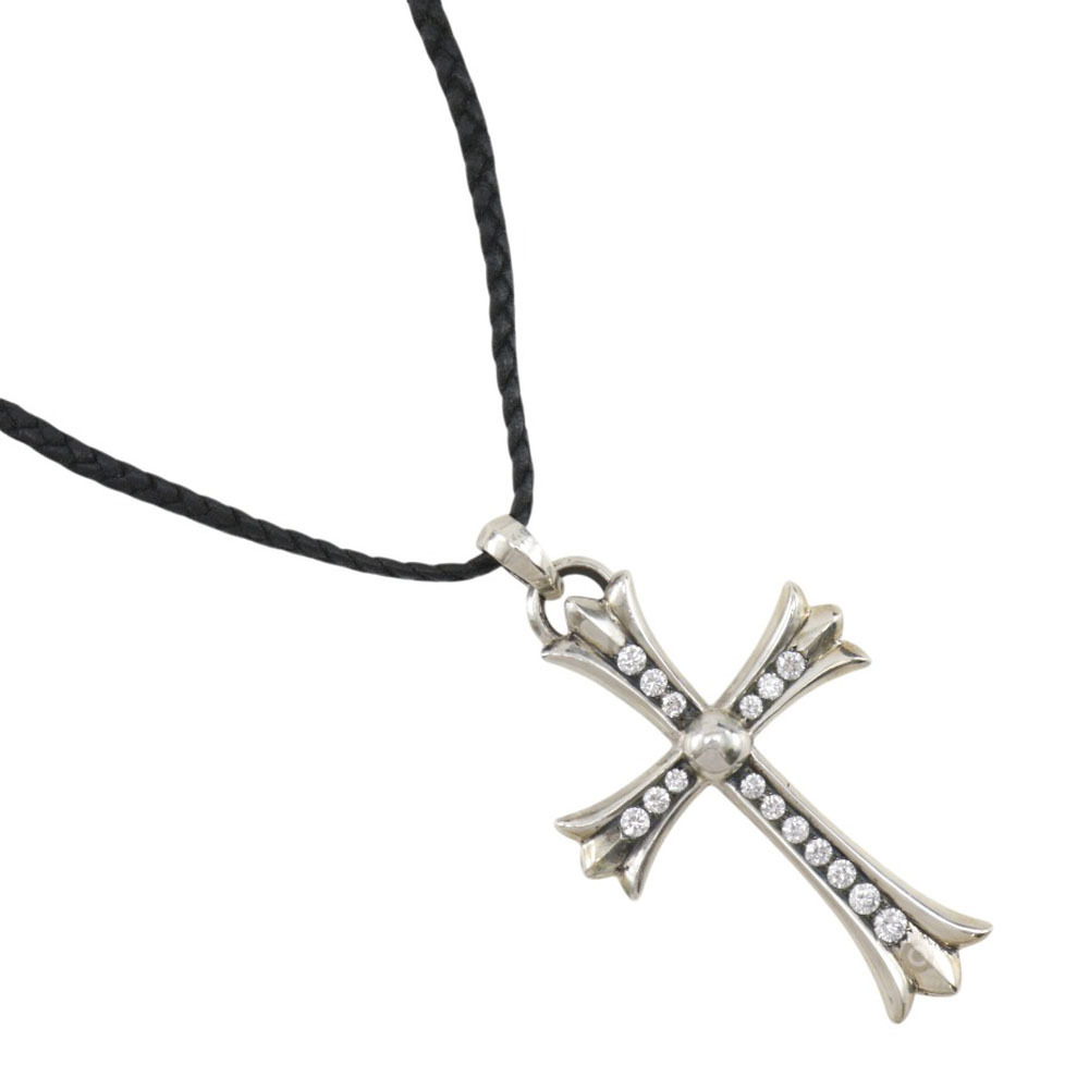 CHROME HEARTS ラージCHクロス ペンダント ネックレス ダイヤモンド シルバー925