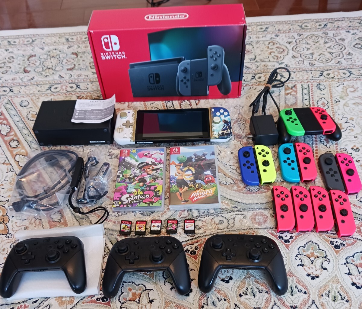 Nintendo Switch本体 バッテリー強化版 プロコン3個 ジョイコン8本 ソフト多数セット
