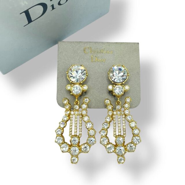 Dior ディオール イヤリング ラインストーン ゴールドカラー