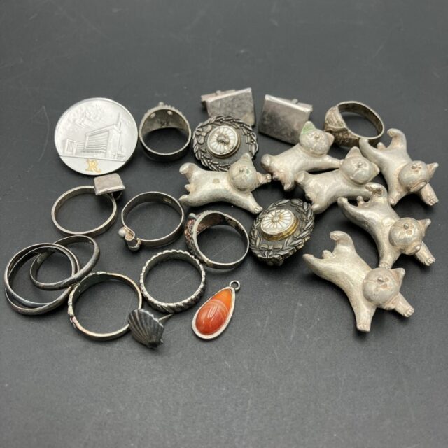 純銀アクセサリーセット 指輪 ネックレス ピンバッジ 総重量234.5g