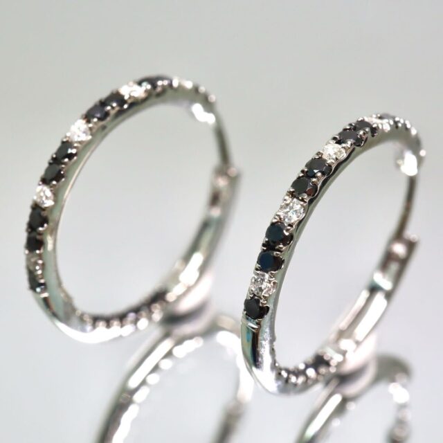 Pt900 天然ブラックダイヤモンド/ダイヤモンドピアス 0.25/0.25ct