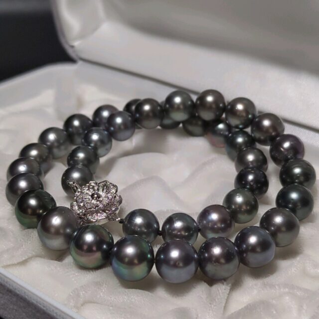 黒蝶真珠 ネックレス 9.8-11.6mm 41.5cm SILVER