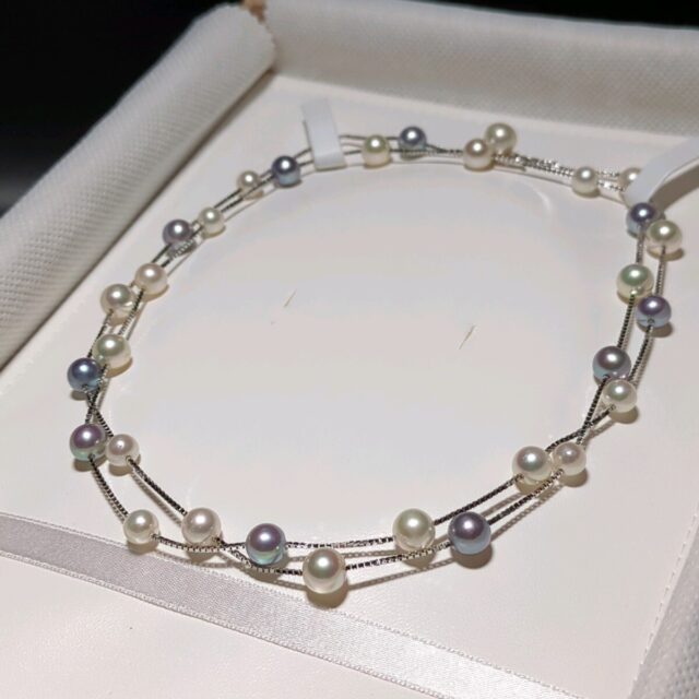 アコヤ真珠 ネックレス ロング80cm 6-8mm SILVER