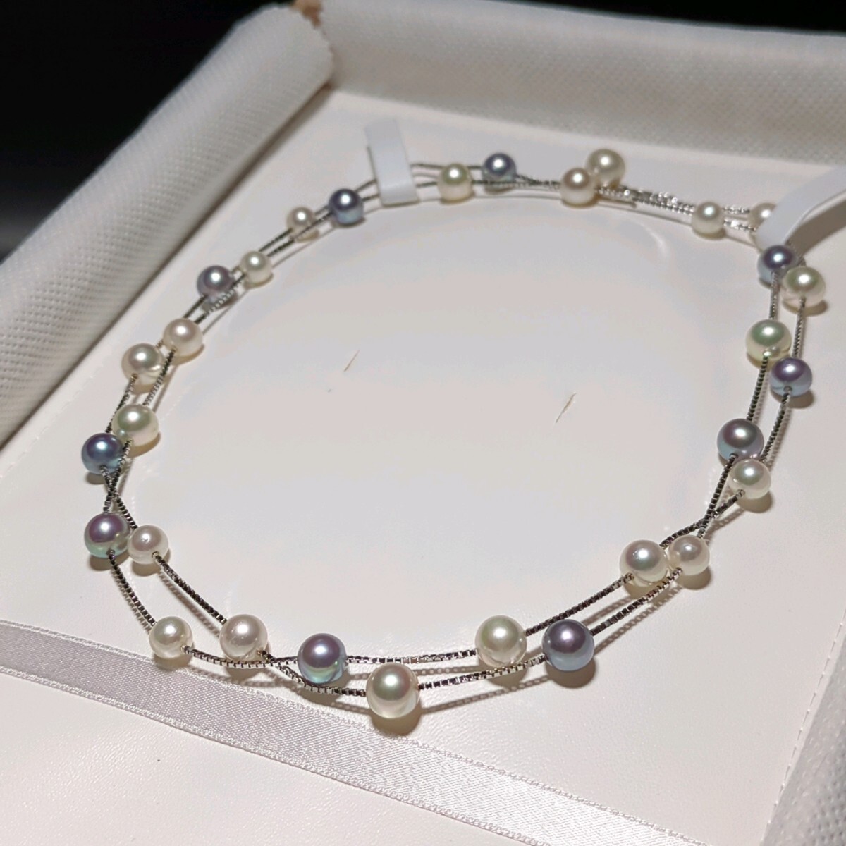 アコヤ真珠 ネックレス ロング80cm 6-8mm SILVER