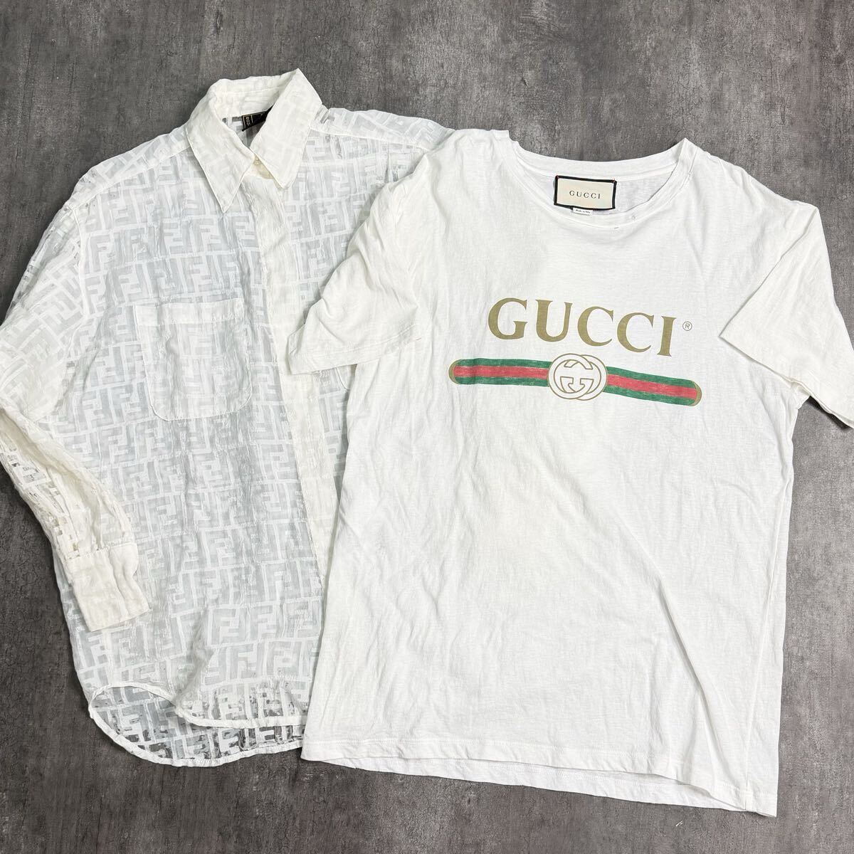 GUCCI ロゴTシャツ FENDI ズッカブラウス 2点セット メンズ