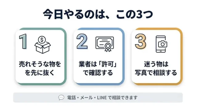迷ったら「売れる物は買取、残りは適正処分」を一度で
