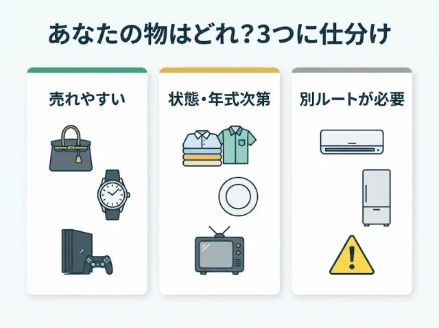 売れる物・売れない物・回収に回す物の判断