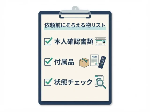 依頼前にそろえる物・やっておくこと
