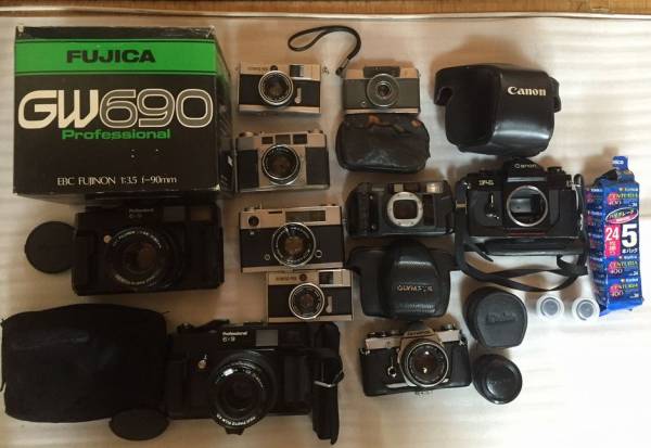 フィルムカメラ まとめ売り Fuji GW690 Canon F-1 OLYMPUS OM-1他11台