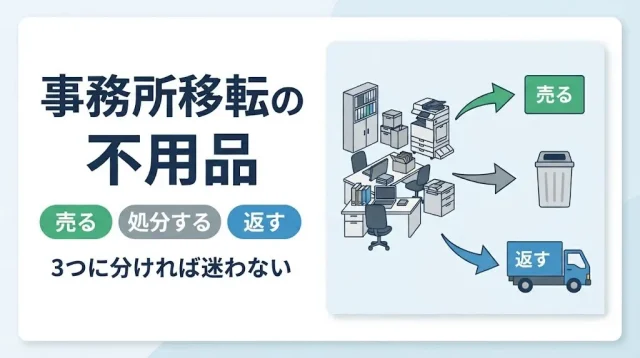 事務所移転の不用品買取｜売る・処分・返すで費用を抑える
