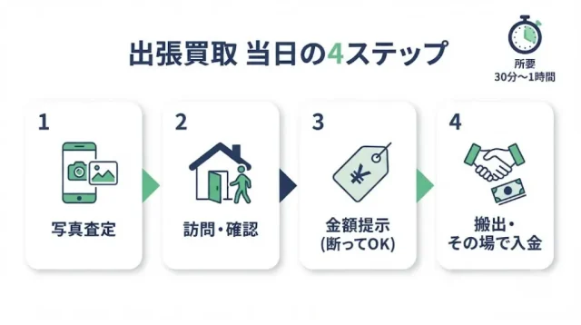 出張買取当日の流れと、かかる時間