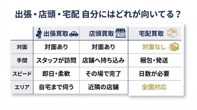 出張・店頭・宅配 どれが自分向き?