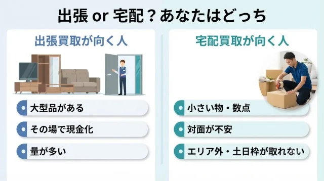 出張買取が向く人・向かない人と、宅配という選択肢
