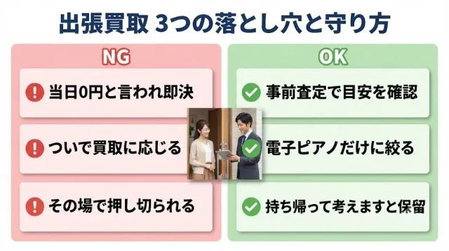 出張買取で電子ピアノを売るときの落とし穴と自衛策