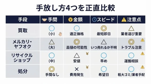 買取・フリマ・リサイクル・処分｜手放し方4つを正直比較