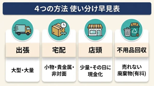 4つの方法 使い分け早見表