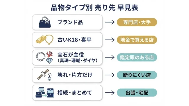 品物タイプ別 売り先 早見マップ