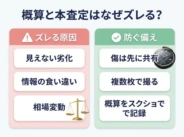 写真の“概算”と当日の“本査定”がズレる理由と対策